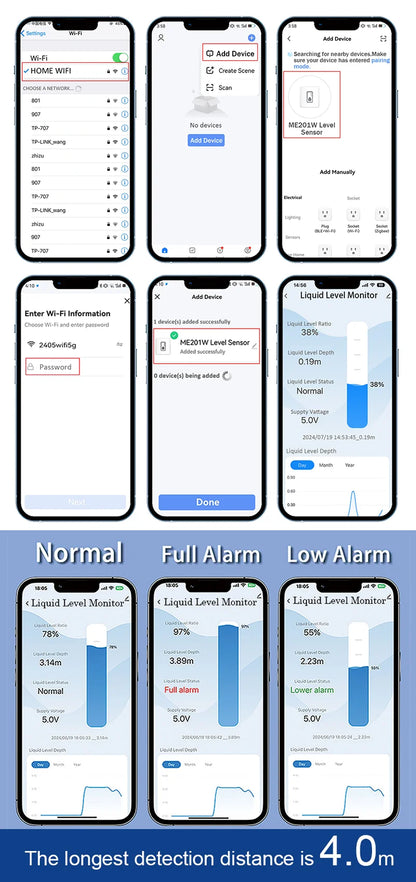 Moray ME201W Intelligent Remote Water Tank Level Sensor – Smartphone-Controlled Full Alarm System & Controller