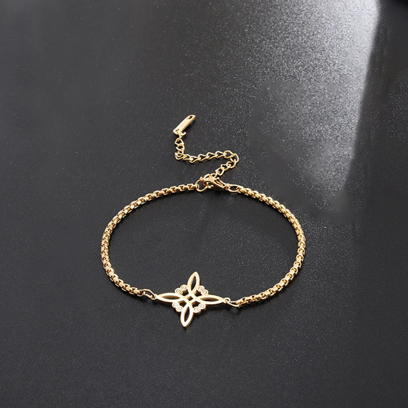 Witch Knot Necklace – Stainless Steel Magic Celtic Knot Pendant, Pagan Witchcraft Symbols, Jewelry Gift for Women