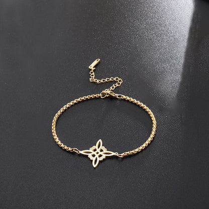 Witch Knot Necklace – Stainless Steel Magic Celtic Knot Pendant, Pagan Witchcraft Symbols, Jewelry Gift for Women