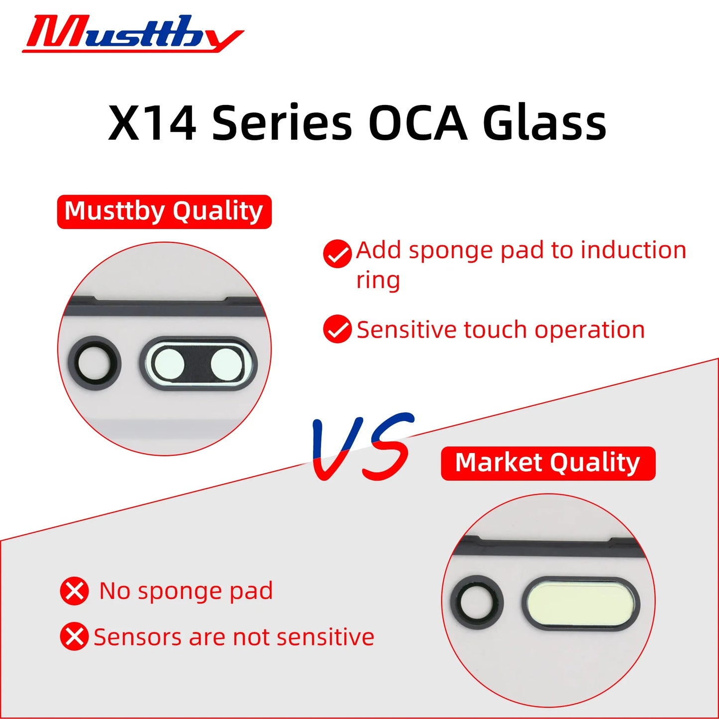 Musttby 5PCS Front Outer Glass + OCA for iPhone — 1:1 Original Touch Screen Repair for iPhone 11/12/13/14 Pro & X/XS Max