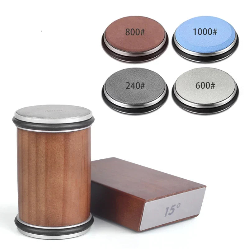 Rolling Diamond Knife Sharpener with Magnetic Holder – 15° & 20° Angle Roller Kitchen Sharpening Stone Kit