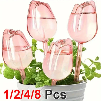 Pink Tulip Plant Watering Balls – Automatic Drippers for Indoor & Outdoor Plants, Easy Gardening Watering Tool
