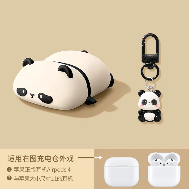 Cute Lying Panda Silicone Case for AirPods 4 (2024) & AirPods Pro 1/2/3 — Protective Earbuds Charging Cover