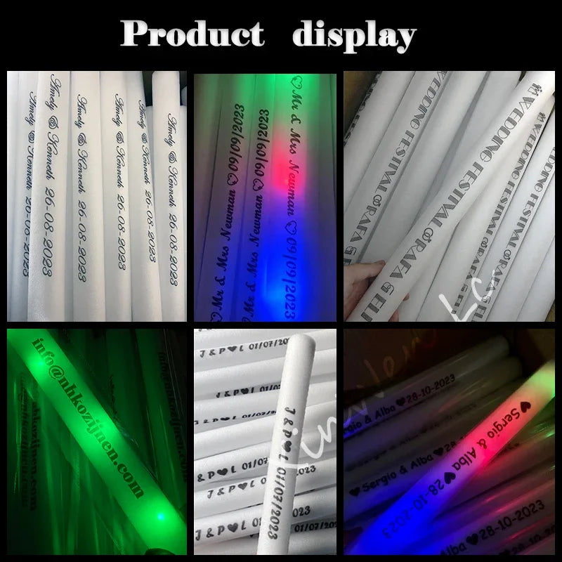 30/60/100/120Pcs RGB LED Glow Foam Sticks – Colorful Cheer Tubes for Dark Light, Birthday, Wedding, and Party Supplies
