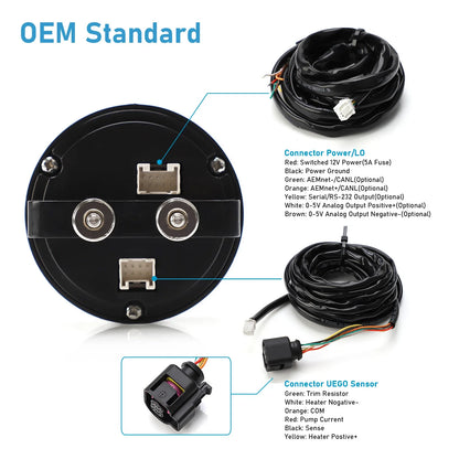CNSPEED Car O2 Air Fuel Ratio Gauge Kit – EM 30-0300 X-Series Wideband LSU 4.9 Oxygen Sensor for Car