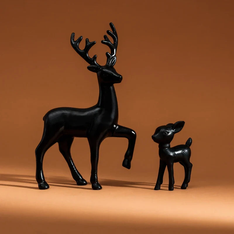 2-Piece Mother & Baby Deer Figurines – Cute Kawaii Sculptures for Kids Room & Christmas Home Decor