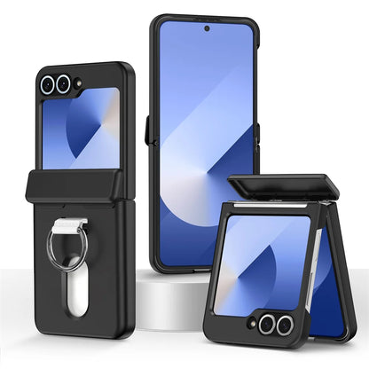 Luxury Wallet Clip Phone Case for Samsung Z Flip — Shockproof Card Slot Cover with Finger Ring for Z Flip 5/6/7/5G