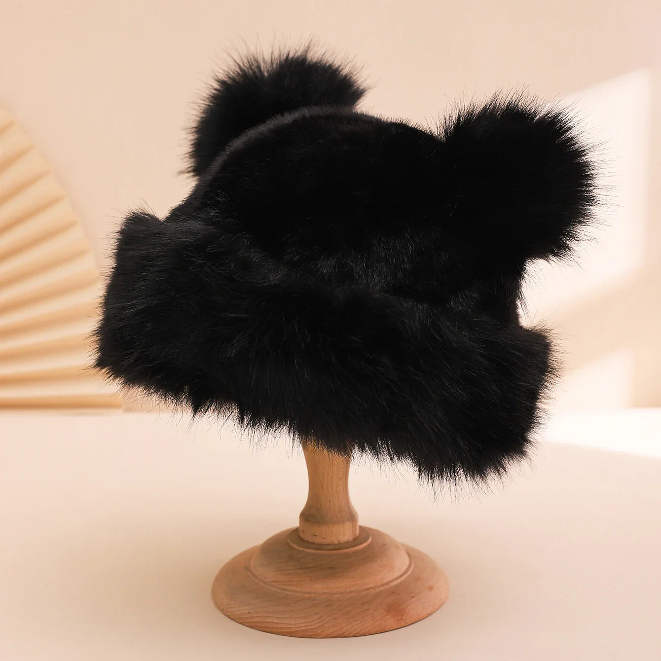 Autumn Winter Plush Big-Eared Wool Hat – Cute Solid Color Warm Ear-Protection Outdoor Beanie