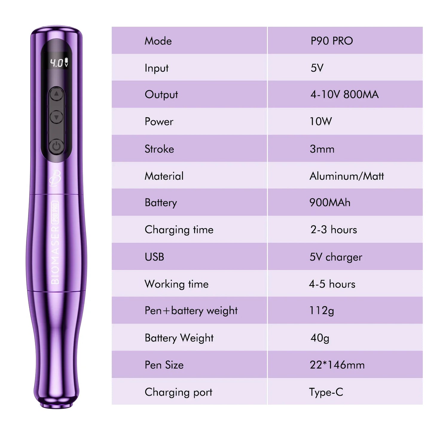 BIOMASER P90 Pro Wireless Rotary PMU Tattoo Machine – Rechargeable Permanent Makeup Gun for Microblading, Eyebrow, Lip & Eyeliner