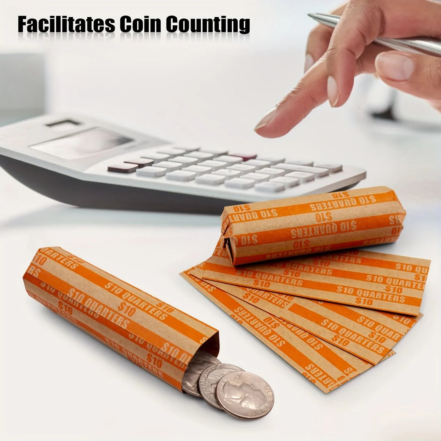 150pcs Assorted Coin Wrappers – ABA Standard Flat Striped for Quarters, Dollars, Dimes, Nickels & Pennies