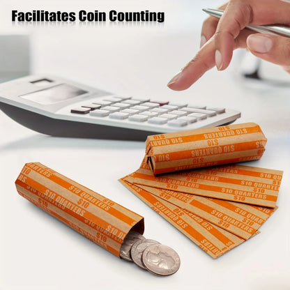 150pcs Assorted Coin Wrappers – ABA Standard Flat Striped for Quarters, Dollars, Dimes, Nickels & Pennies