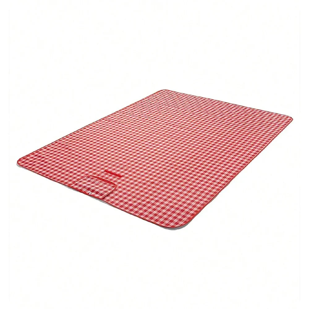 Red Checkered Picnic Blanket 150x200cm – Lightweight, Washable Beach Mat with Handle for Outdoor Camping & Travel