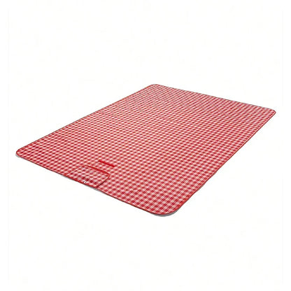 Red Checkered Picnic Blanket 150x200cm – Lightweight, Washable Beach Mat with Handle for Outdoor Camping & Travel
