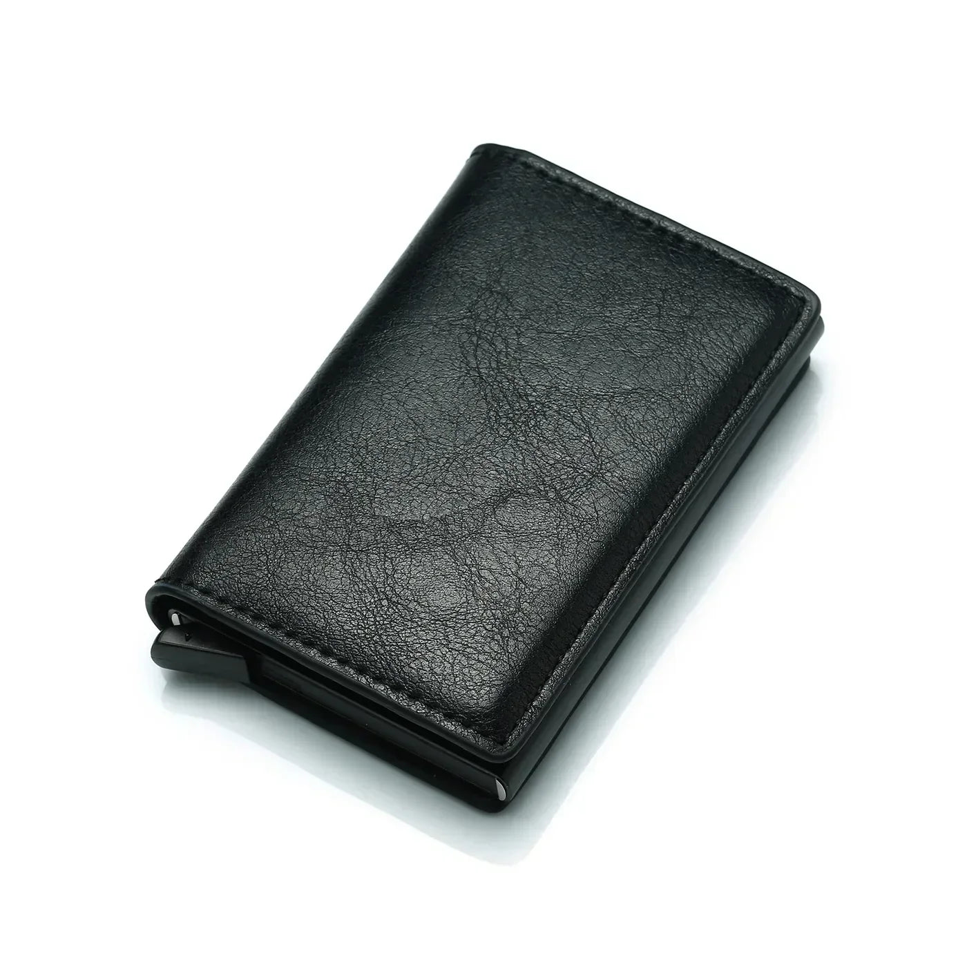 Carbon Fiber Credit Card Holder Wallet for Men - RFID Slim Pop-Up Metal Minimalist Case, Black