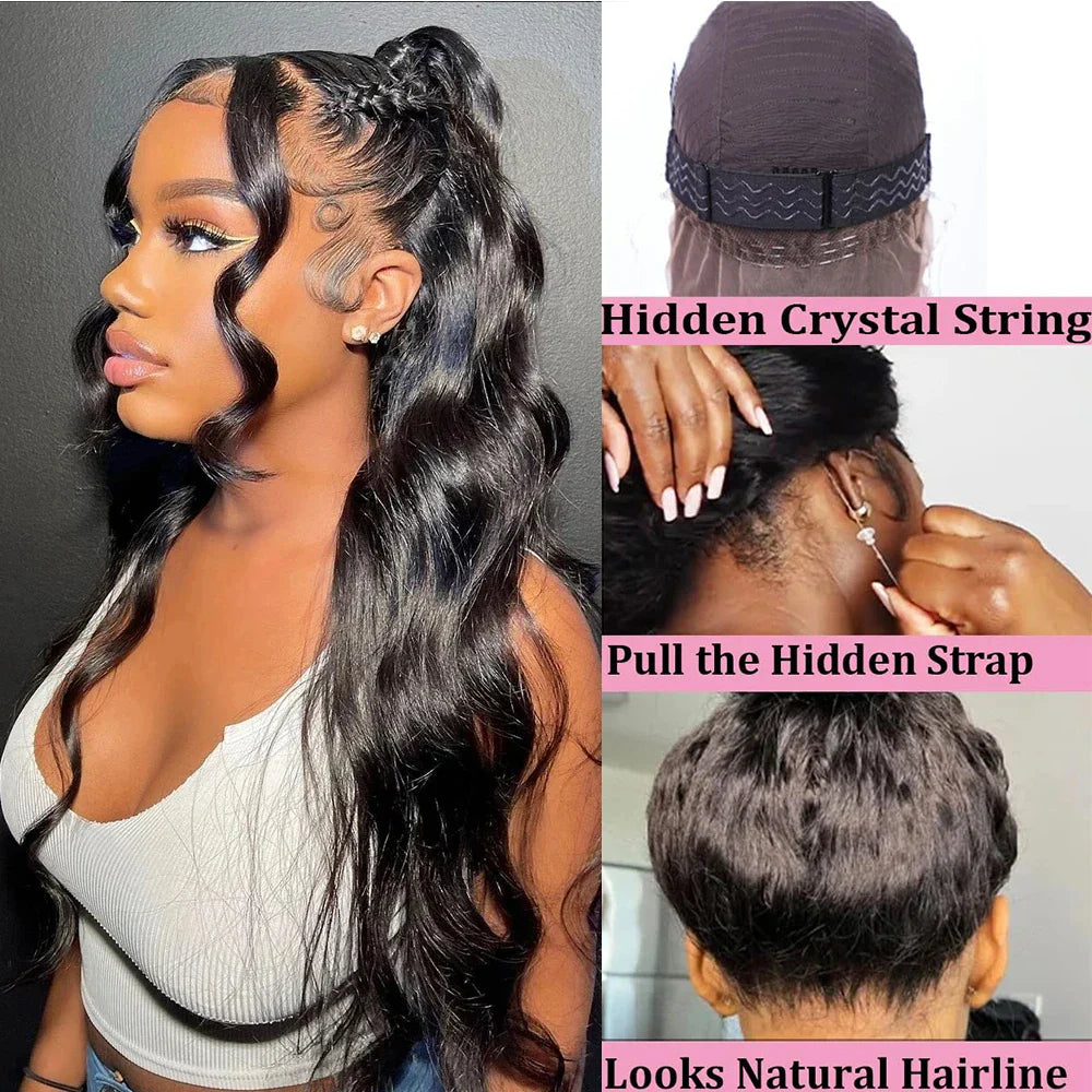 Invisi Strap 360 Lace Front Human Hair Wig – Preplucked 250% Density Body Wave HD Lace, Glueless Wig