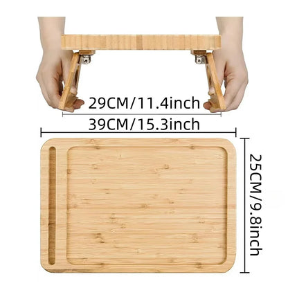 Bamboo Sofa Tray Table – Clip-On Side Table for Couch Arm with Phone Holder