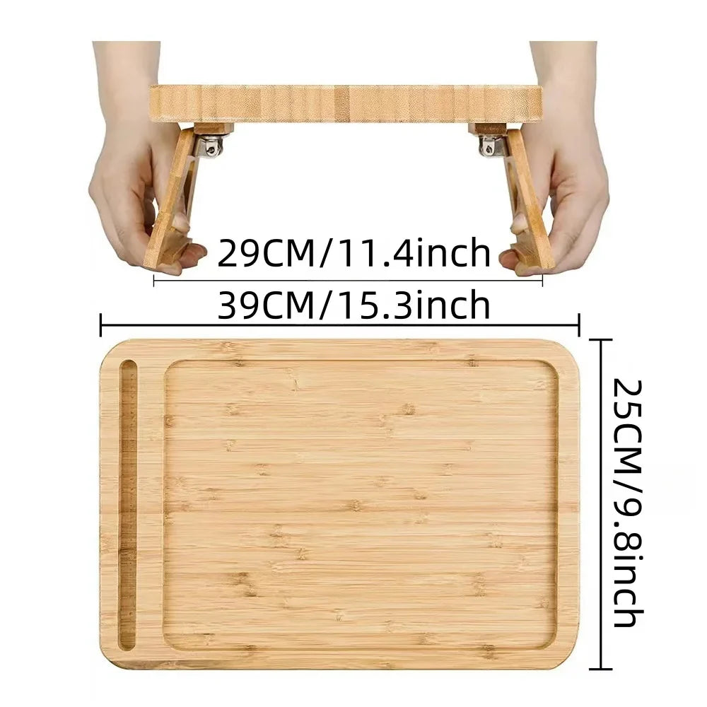 Bamboo Sofa Tray Table – Clip-On Side Table with Phone Holder for Couch Arm