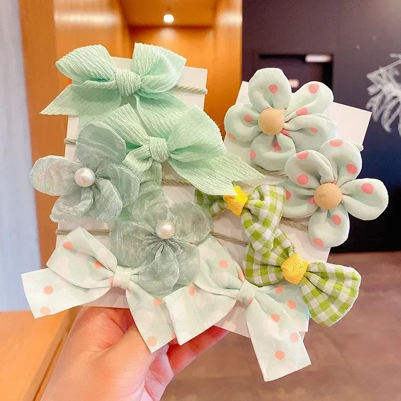 10 Pcs Baby Girl Flower Hair Bands Set – Cute Colorful Soft Scrunchies Ponytail Holders for Kids