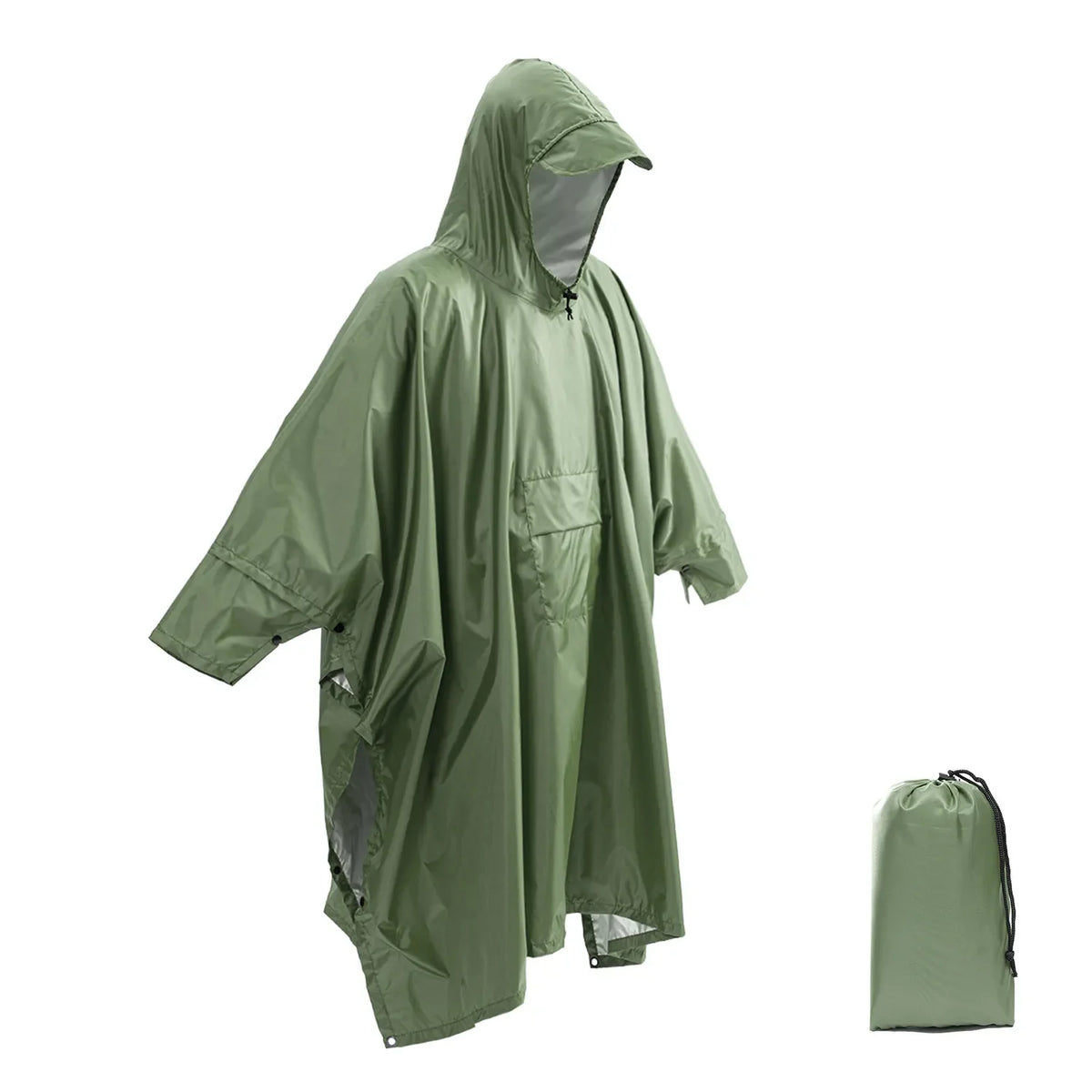 3-In-1 Outdoor Military Raincoat - Waterproof, Multipurpose Men's and Women's Poncho - Motorcycle Rain Gear and Picnic Mat