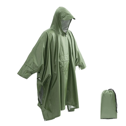 3-In-1 Outdoor Military Raincoat - Waterproof, Multipurpose Men's and Women's Poncho - Motorcycle Rain Gear and Picnic Mat