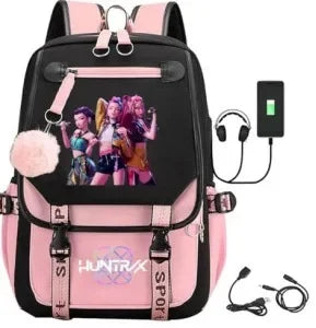KPop Demon Hunters Print Backpack — Large Capacity School Bag for Rumi, Mira & Zoey Fans, Casual Canvas Travel & Bookbag