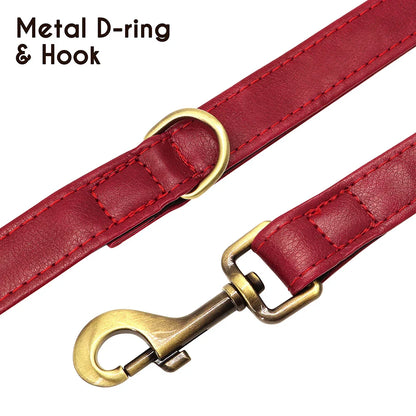 Customized Leather Dog Collar & Leash Set – Soft Padded Adjustable Collar for Small, Medium & Large Dogs with Engraved Nameplate