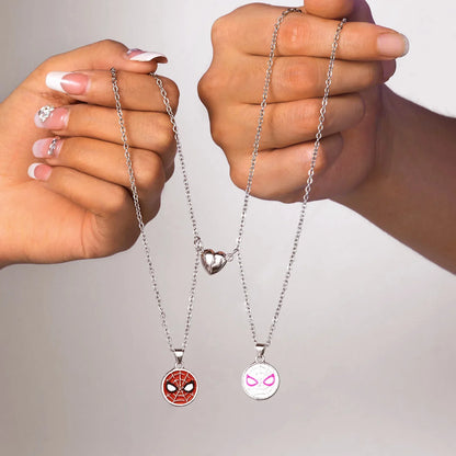 2pcs Marvel Spiderman Necklace – Best Friend & Couple Neck Accessories, Superhero Gift for BFFs