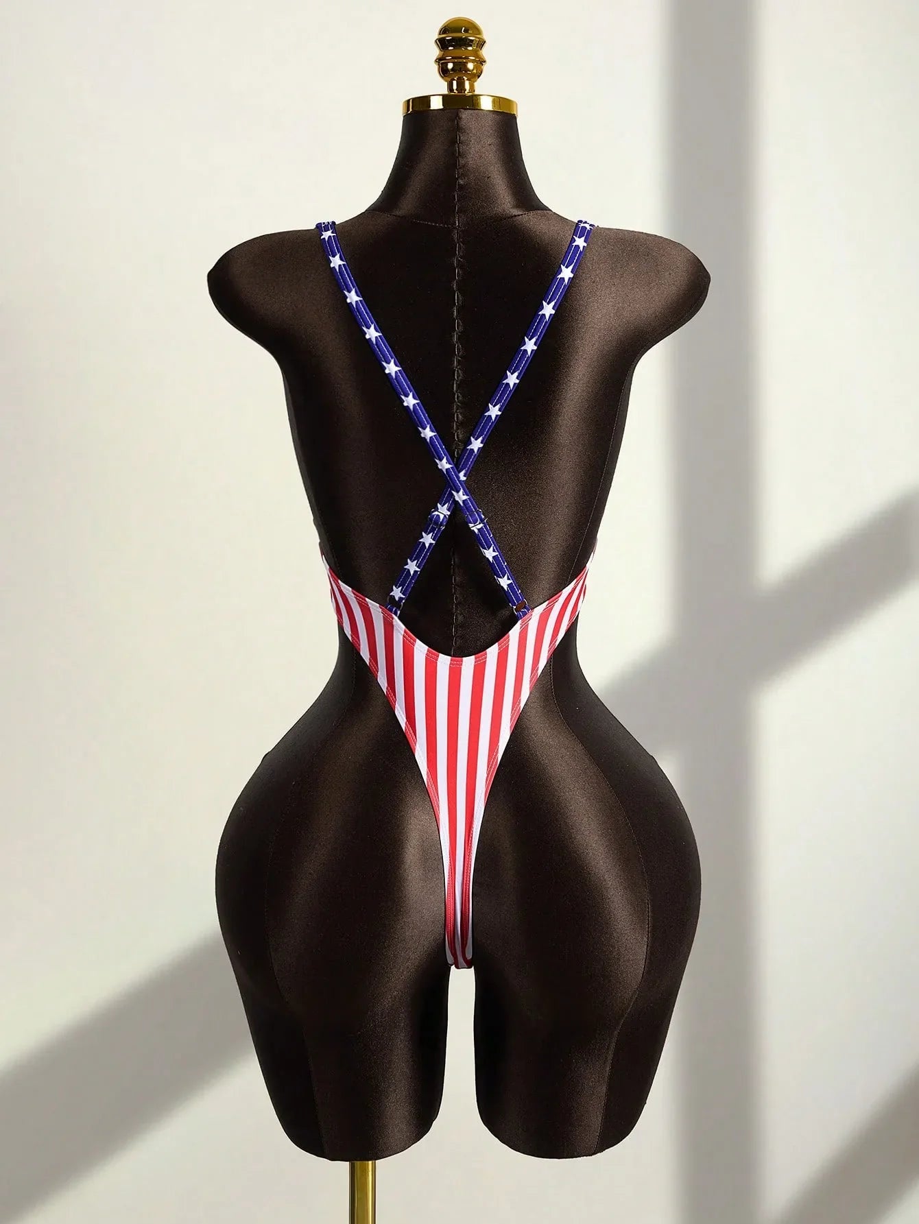 American Flag Cutout Swimsuit - Women's High-Cut Star & Stripe One-Piece