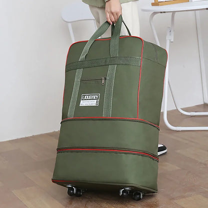 Folding Travel Bag with Swivel Wheels – Large Capacity Telescopic Luggage Storage Box for Overnight Trips & Travel