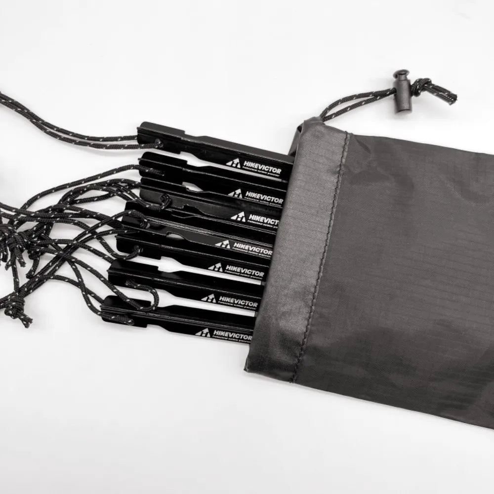 HIKEVICTOR 10Pcs 18cm Aluminum Alloy Tent Pegs | Camping Accessories with Hammer | Wind Rope Nail Storage Case | Travel Essential