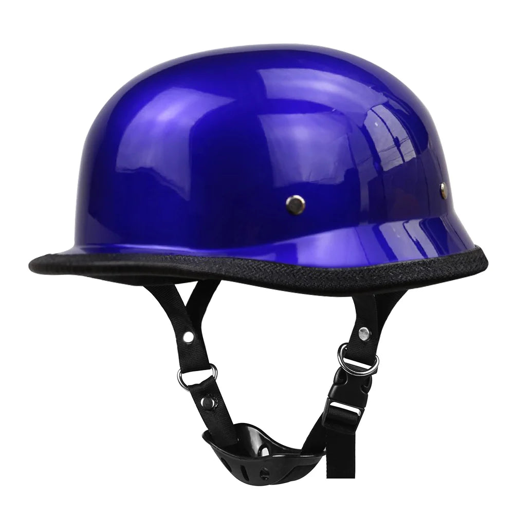 German Leather Motorcycle Half Helmet - Vintage Open Face Biker Helmet, DOT Certified, Casco Moto for S-XXL Sizes