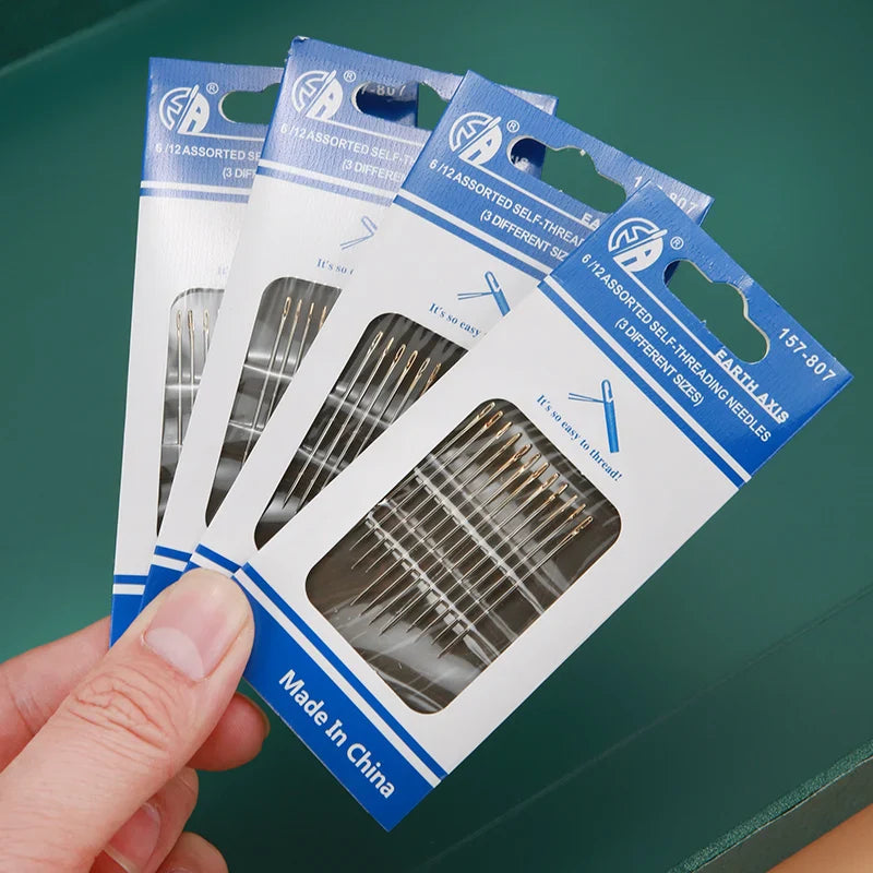 12/24/36Pcs Blind Needle Side-Hole Sewing Needles – Stainless Steel Threading Set for Elderly, DIY Hand Sewing & Household Apparel Repair Tools