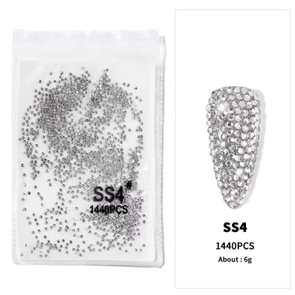 12-Grid 3D Glass AB Crystal Nail Art Rhinestones Kit – Flatback Round Beads with Tools for Nail Jewelry & Diamond Decoration