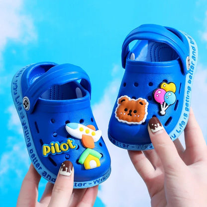 Summer Kids Sandals – Soft Anti-Skid Cartoon Hole Slippers for Boys & Girls, DIY Beach Shoes