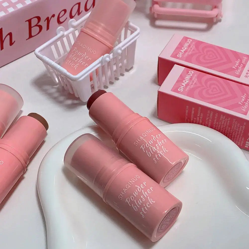 3-in-1 Monochrome Blusher Stick - Cheek & Lip Tinted, Durable Matte Rouge Powder for Natural Contour & Makeup Cosmetics