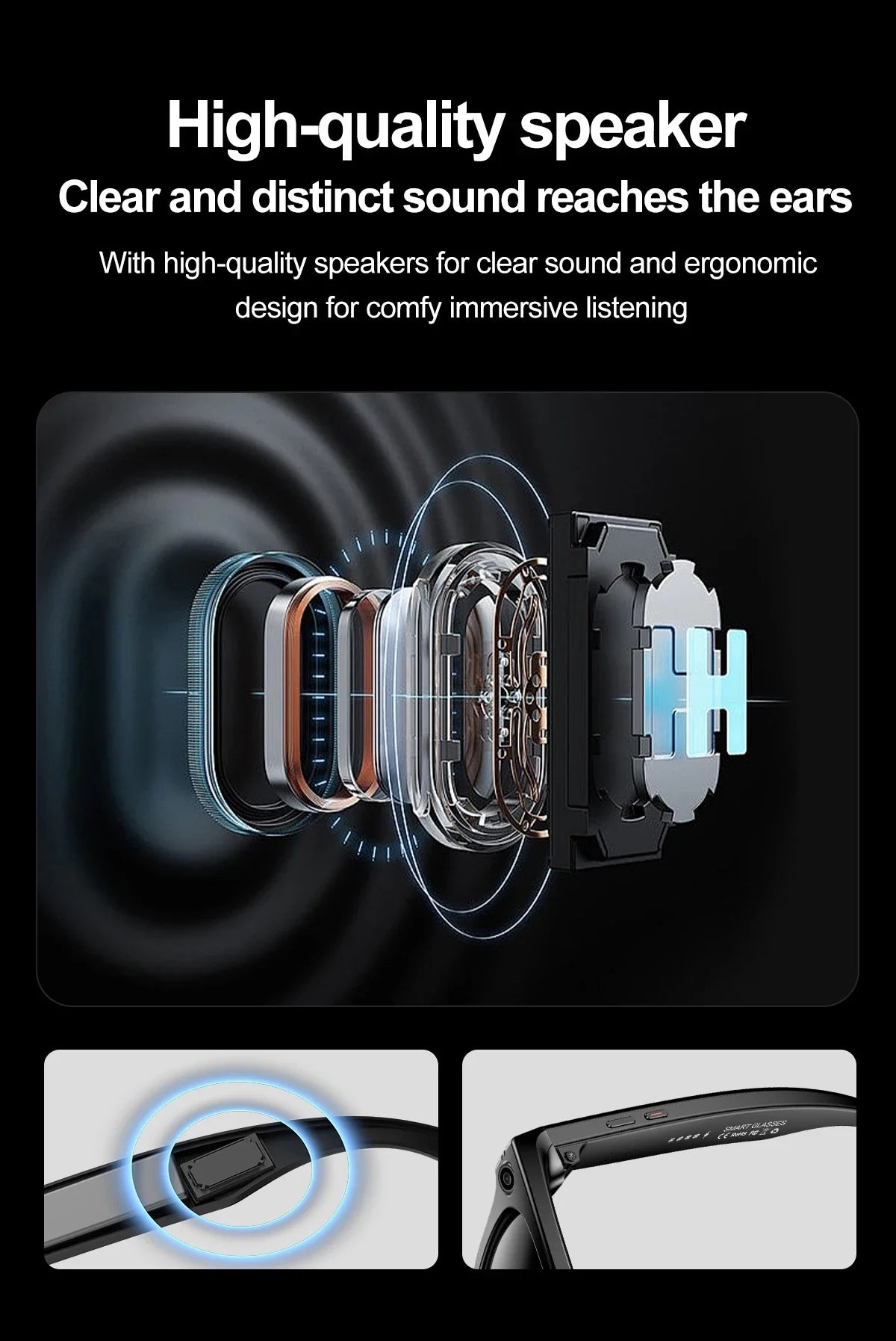 Smart Bluetooth Glasses for Men & Women — AI Translator 140 Languages, Anti-Blue Light, Camera & Speaker for Travel and Meetings