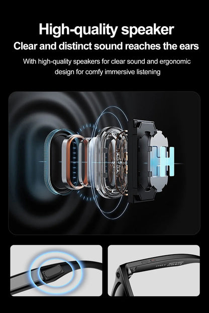 Smart Bluetooth Glasses for Men & Women — AI Translator 140 Languages, Anti-Blue Light, Camera & Speaker for Travel and Meetings