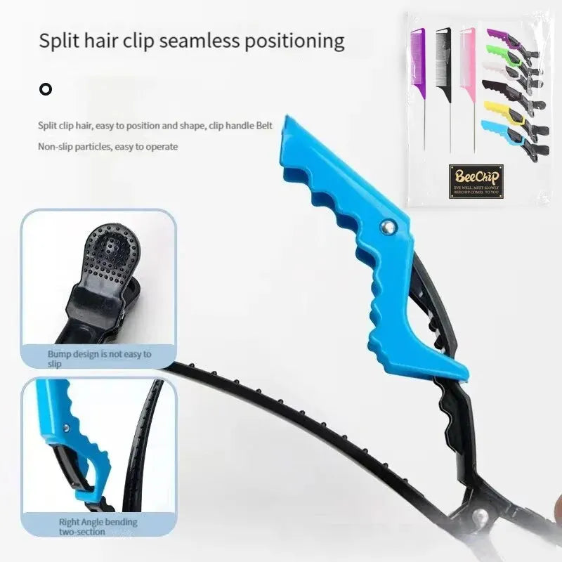 9PCS Professional Hairdressing Alligator Clips and Steel Pins Pointed Tail Picking Comb - Heat-Resistant Anti-Static Supplies