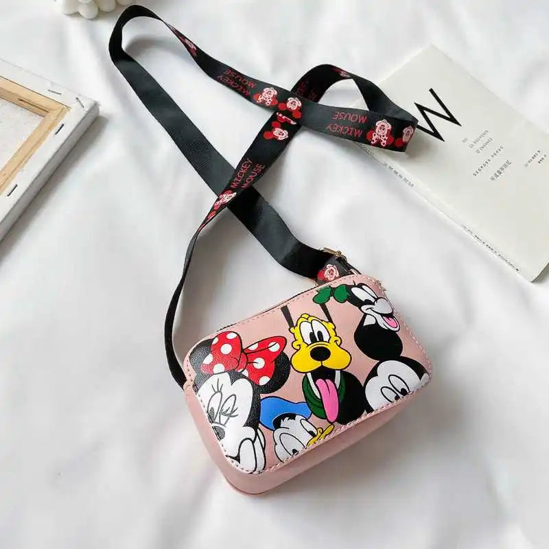 Cute Disney Minnie & Pluto Shoulder Bag – Bow Accent Cartoon Messenger Tote with Playful Pup Design Fashion Handbag for Women & Girls