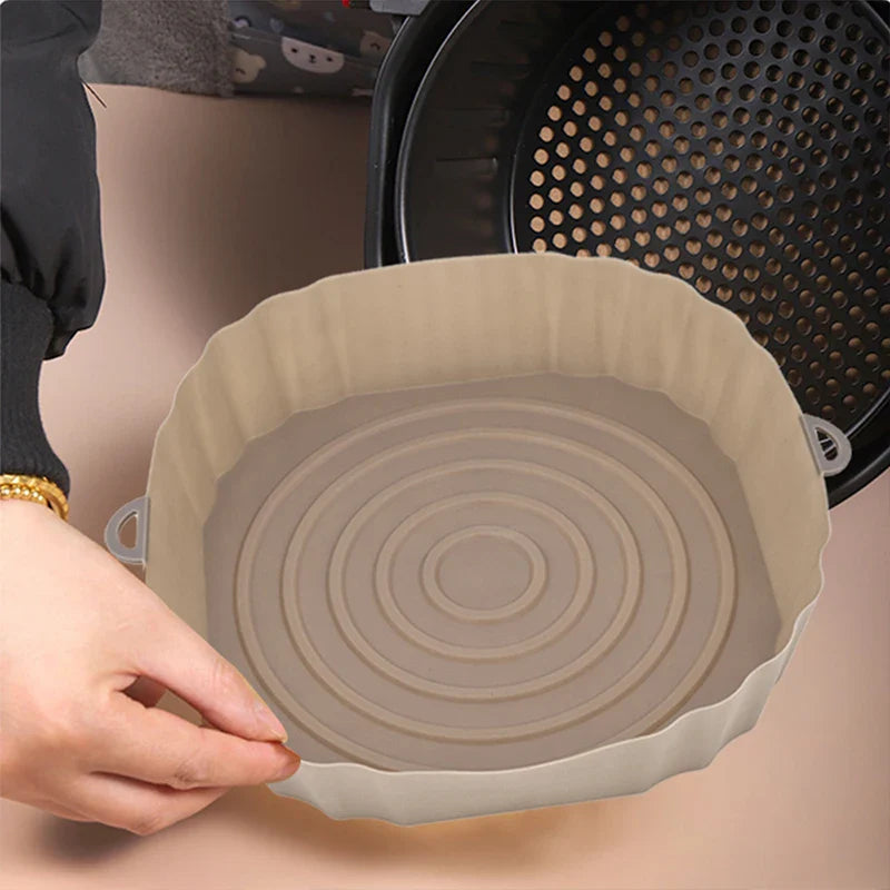 Reusable Air Fryer Silicone Pot & Baking Tray Set – 1/2/3PCS Silicone Basket for Pizza, Fried Chicken & Grill