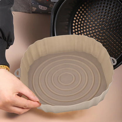 Reusable Air Fryer Silicone Pot & Baking Tray Set – 1/2/3PCS Silicone Basket for Pizza, Fried Chicken & Grill