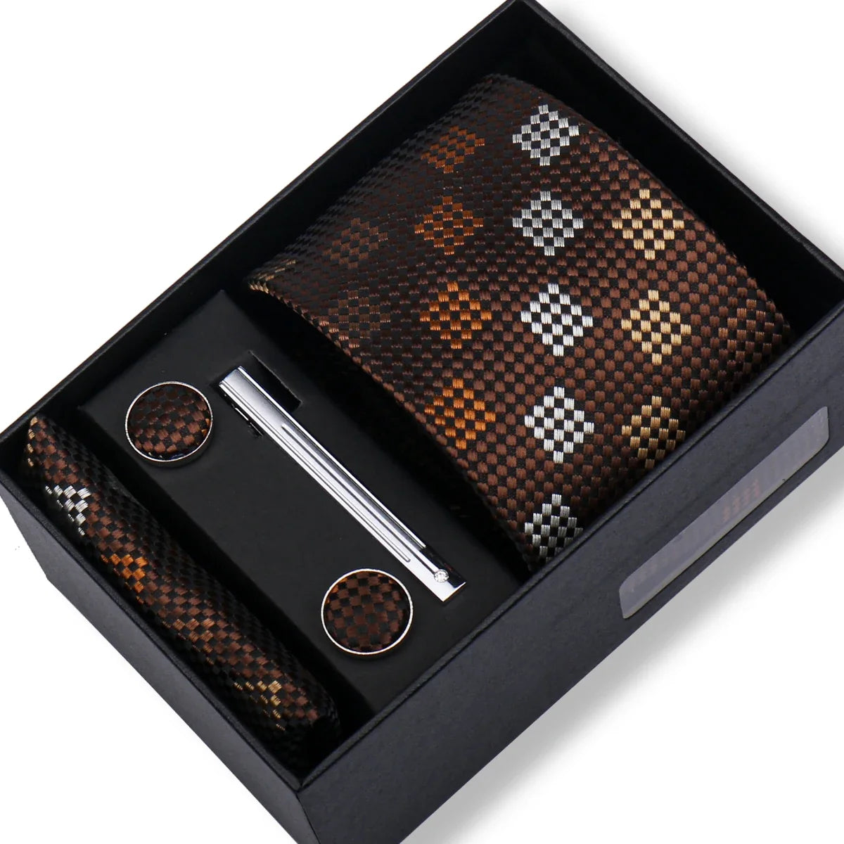 Men’s Green Business Tie Set - Premium Necktie with Hanky, Cufflinks & Tie Clip Gift Box for Wedding Formal Wear