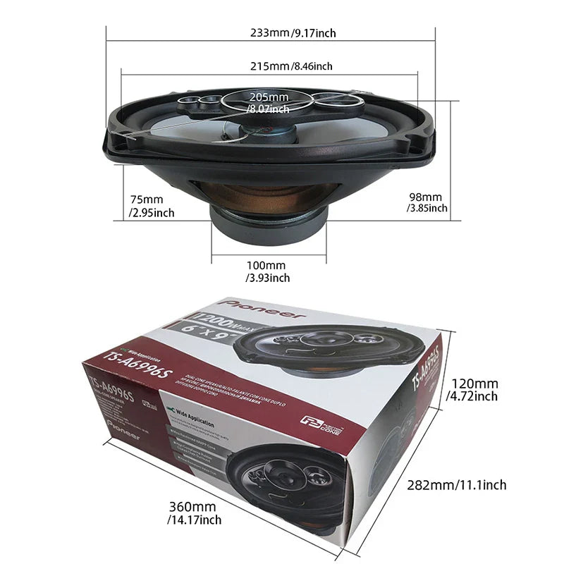 6X9 Inch 2400W 5-Way Car Coaxial Speaker - High Fidelity Full Frequency, Ideal for Modified Vehicles