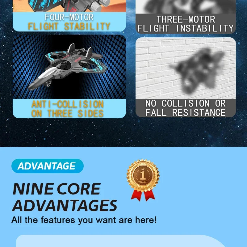 2.4G Remote Control Fighter Foam Glider – LED Stunt UAV Helicopter Aircraft Model