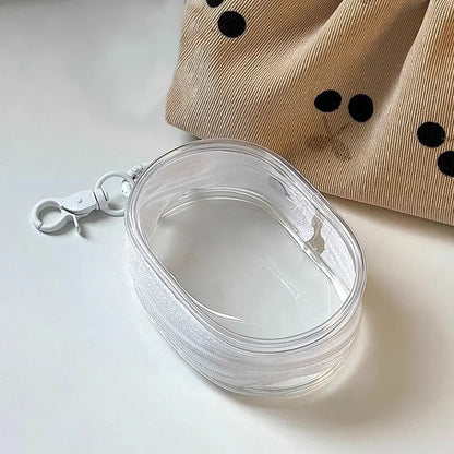 Portable Mini Clear Zipper Storage Bag Keychain – Cartoon Doll Toy, Mystery Box Organizer for Earphones, Chargers, Gift Bag for Kids
