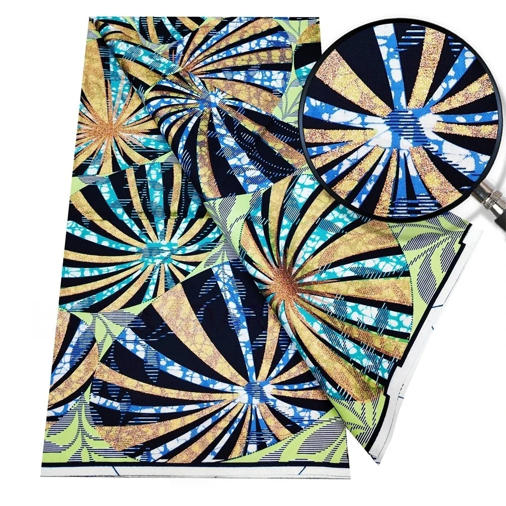 Original African Wax Print Fabric - 6 Yards 100% Cotton Nigerian Ankara Sewing Material for Women’s Dresses