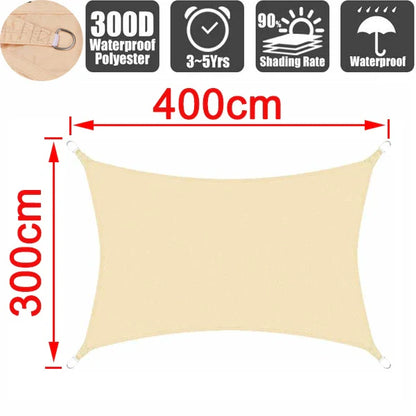 Outdoor Waterproof Sun Shade Sail – Rectangle Canvas Awning for Garden, Terrace, Pool & Car Sun-Shelter