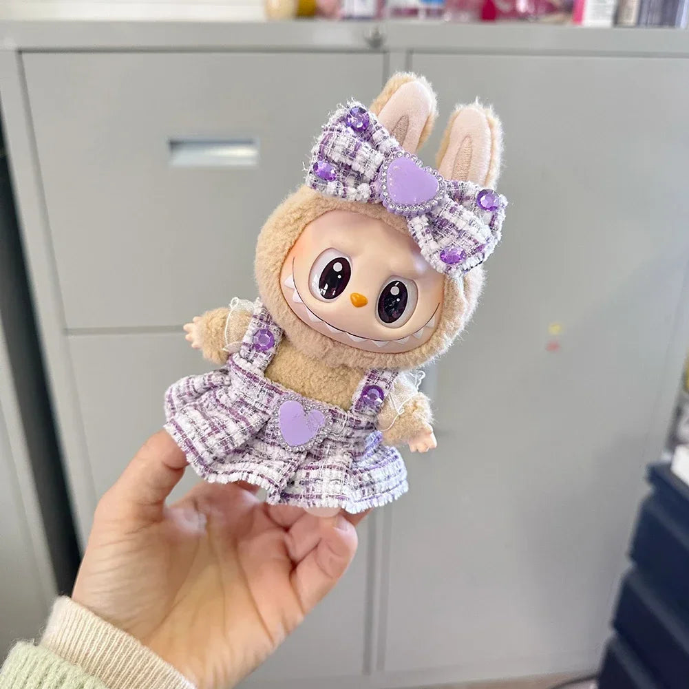 17cm Labubu Plush Doll Clothes - Kpop EXO Idol Outfit V1 V2 Black Dress Suit Accessories Gift