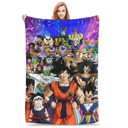 Dragon Ball Z Anime Blanket – Goku Flannel Throw for Bed & Sofa, Warm Cozy DBZ Blanket for Spring & Autumn