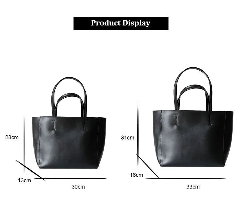 Customizable Name Large Capacity Commuter Bag – 100% Genuine Leather Soft Tote, Single Shoulder & Diagonal Shopping Bag